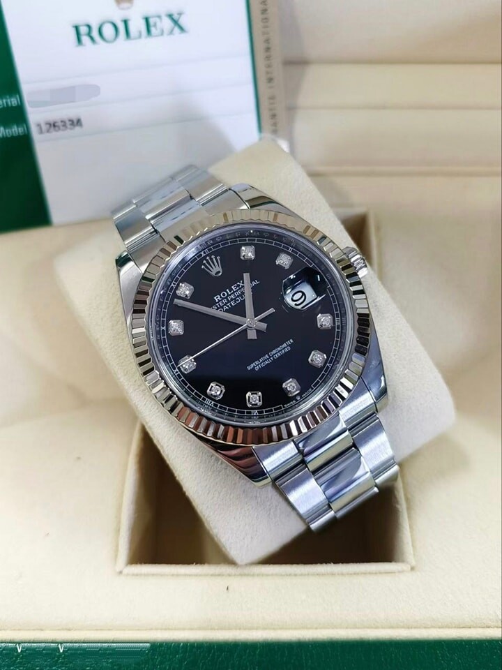 Đồng Hồ Rolex Datejust White Gold Steel Black Diamond 126234 2
