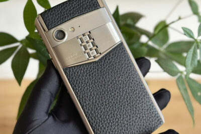Điện Thoại Vertu Aster P Silver da bê đen