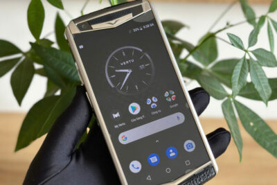 Điện Thoại Vertu Aster P Silver da bê đen