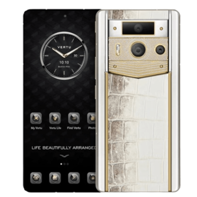 Metavertu 2nd Generation Luxury Custom Made Gold Plain Weave with Diamond Himalaya Alligator White