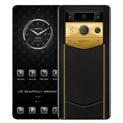 Metavertu 2nd Generation Luxury Custom Made Gold RadiantBlade Edition with Black Ink Calfskin Phone