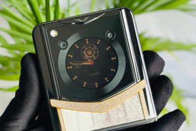 Vertu Ironflip Lưng Da Cá Sấu Himalaya viền kim