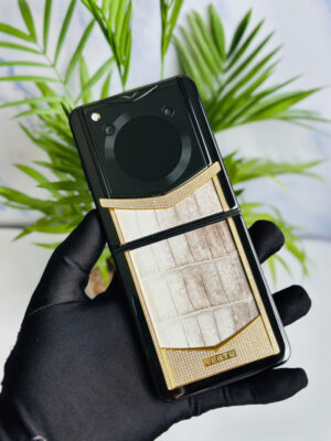 Vertu Ironflip Lưng Da Cá Sấu Himalaya viền kim