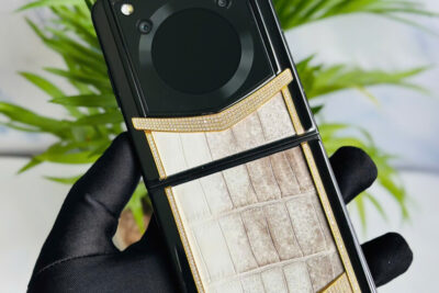 Vertu Ironflip Lưng Da Cá Sấu Himalaya viền kim