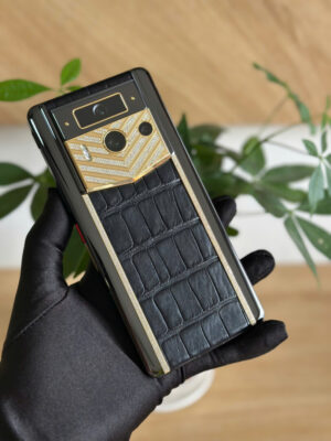 Vertu Meta 2 Diamonds gold Lưng bọc da cá sấu đẹp 99%