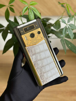 Metavertu 2 Viền gold hoa văn- da cá sấu bạch tạng đẹp 99%