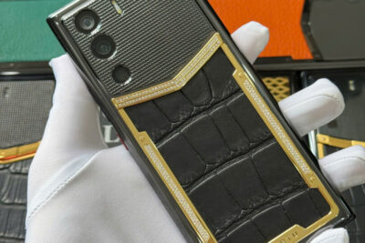 Vertu Meta 1 Viền Đính Kim Bọc Da Cá Sấu 99%