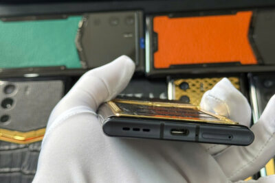 Vertu Meta 1 Viền Đính Kim Bọc Da Cá Sấu 99%