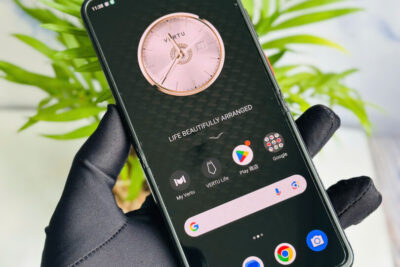Vertu Quantum Flip Da Cá Sấu Đen Viền Kim