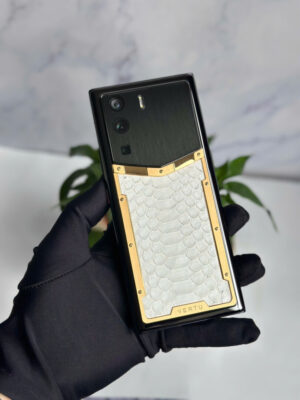 Metavertu1 Viền mix gold  Lưng bọc da rắn trắng