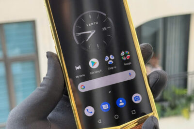 Vertu Aster P Da Bê Đen Mạ Vàng Hồng 24K Chính Hãng
