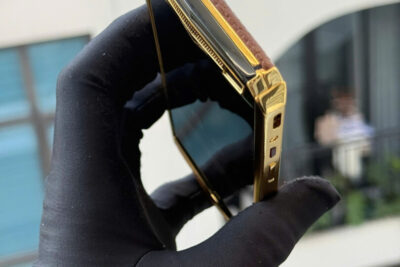 Vertu Aster P Da Bê Đen Mạ Vàng Hồng 24K Chính Hãng