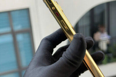 Vertu Aster P Da Bê Đen Mạ Vàng Hồng 24K Chính Hãng
