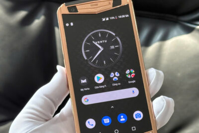 Vertu Aster P Da Bê Đen Mạ Vàng Hồng 24K Chính Hãng Full Box
