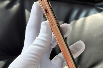 Vertu Aster P Da Bê Đen Mạ Vàng Hồng 24K Chính Hãng Full Box
