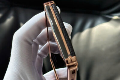 Vertu Aster P Da Bê Đen Mạ Vàng Hồng 24K Chính Hãng Full Box