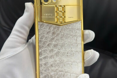 Vertu Aster P Da Cá Sấu Bạch Tạng Mạ Vàng 24K Chính Hãng Full Box