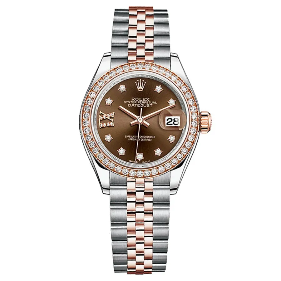 Dong Ho Nu Rolex Lady Datejust 28mm Chocolate Star Diamond 279381 Mau Demi Vang Hong Bac 65b9c899454ba 31012024111209